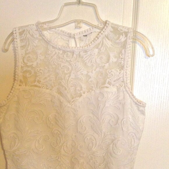 White Lace Bodysuit Women's Crew Neck Lingerie One Piece Cottage Core Sexy Bride - Picture 2 of 8